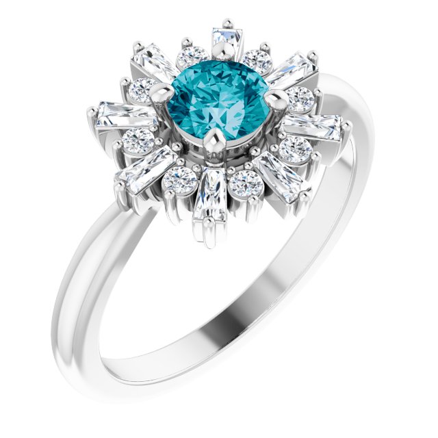 Sterling Silver Natural London Blue Topaz & 3/8 CTW Natural Diamond Ring